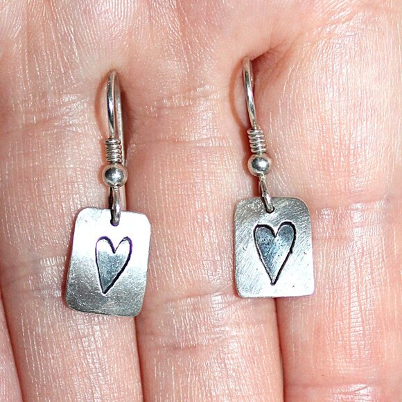 Vintage Sterling Silver Heart Earrings - Picture 5 of 5